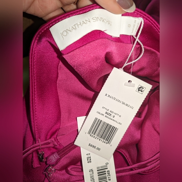 6. NWT JONATHAN SIMKHAI HANSEL SATIN DRESS IN BOUGAINVILLEA - Picture 7 of 7